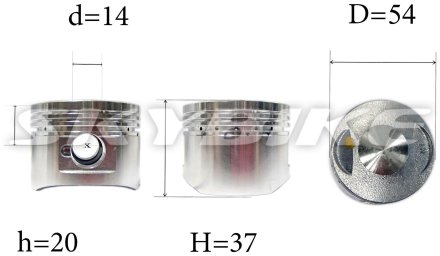 Поршнева з циліндром на пітбайк KAYO TD125, (D-54мм d-14мм) оригінал, Китай