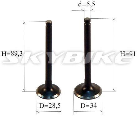 Клапана на мотоцикл (к-т) CB/CBB-250, оригинал, Китай