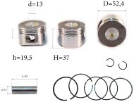 Поршень на квадроцикл 4 такти, 107 кубів, 52 мм, ATV-110, мопед, нові запчастини, копія, Китай Поршень на квадроцикл 4 такти, 107 кубів, 52 мм, ATV-110, мопед, нові запчастини, копія, Китай