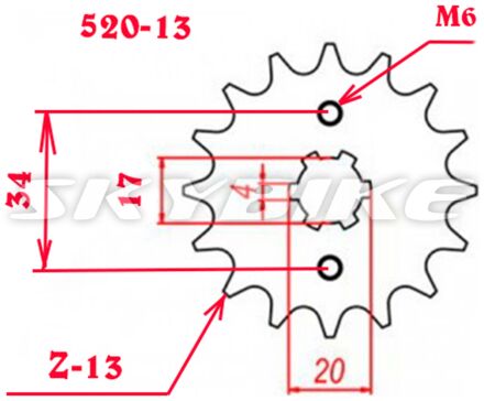 Ведущая звезда 520-13, запчасти для двигателей CB250/CBB250, на мотоцикл 250 кубов, копия, Китай, TH-221 