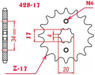 Провідна зірка 428-17, STATUS-200, RENEGADE-200, TIGER-200 NEW, skymoto PRIME-200, TIGER-200, нові оригінальні запчастини до двигуна 167FML, на мотоцикл, Китай