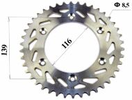 Задня зірка 520-42, skybike ZRDX-250, оригінал, нові запчастини на мотоцикл ендуро, Китай Задня зірка 520-42, skybike ZRDX-250, оригінал, нові запчастини на мотоцикл ендуро, Китай