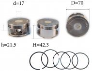 Поршень на скутер 4 такта, 257 кубов, 70 мм, BRAVO-260, новые оригинальные запчасти на квадроцикл skymoto FORCE-260, TORNADO-260, BEAR-260, Китай
