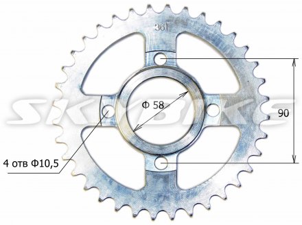 Задня зірка 520-36 на мотоцикл DRAGON-250, LIGER-250, skymoto MATADOR-250, на 4 отвори, копія, TH-227, Китай