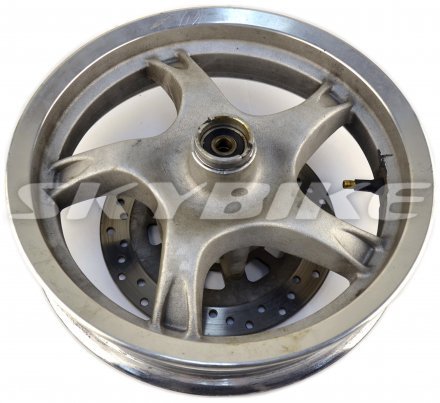 Диск колеса переднего 12" в зборі, б/у, оригінал, запчастини на скутер skymoto JOKER, QM125T-10V, Китай