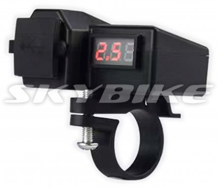 Зарядка USB с вольтметром, прикуриватель для скутера, мотоцикла; IS-04 1
