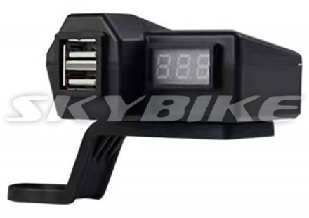 Зарядка USB с вольтметром, прикуриватель для скутера, мотоцикла; IS-04 1