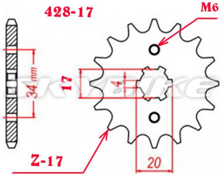 Провідна зірка 428-17, STATUS-200, RENEGADE-200, TIGER-200 NEW, skymoto PRIME-200, TIGER-200, нові запчастини на мотоцикл, TH-219