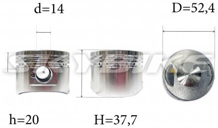 Поршневая с цилиндром на питбайк KAYO TT125, (D-52,4мм d-14мм) оригинал, Китай Поршневая с цилиндром на питбайк KAYO TT125, (D-52,4мм d-14мм) оригинал, Китай
