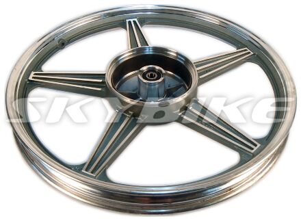 Диск колеса передній 18 дюйм (барабанне гальмо), нові оригінальні запчастини QINGQI на мотоцикл skymoto RANGER 125 (QM125-7) Диск колеса передній 18 дюйм (барабанне гальмо), нові оригінальні запчастини QINGQI на мотоцикл skymoto RANGER 125 (QM125-7)