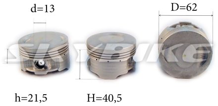 Поршнева 62 мм, 150 кубів, з циліндром у зборі, CG-150, копія, для двигуна на мотоцикл 150 кубів, IS-461