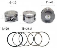 Поршень на квадроцикл 170 кубів, 61 мм, skybike HYPER 200, нові оригінальні запчастини, Китай Поршень на квадроцикл 170 кубів, 61 мм, skybike HYPER 200, нові оригінальні запчастини, Китай